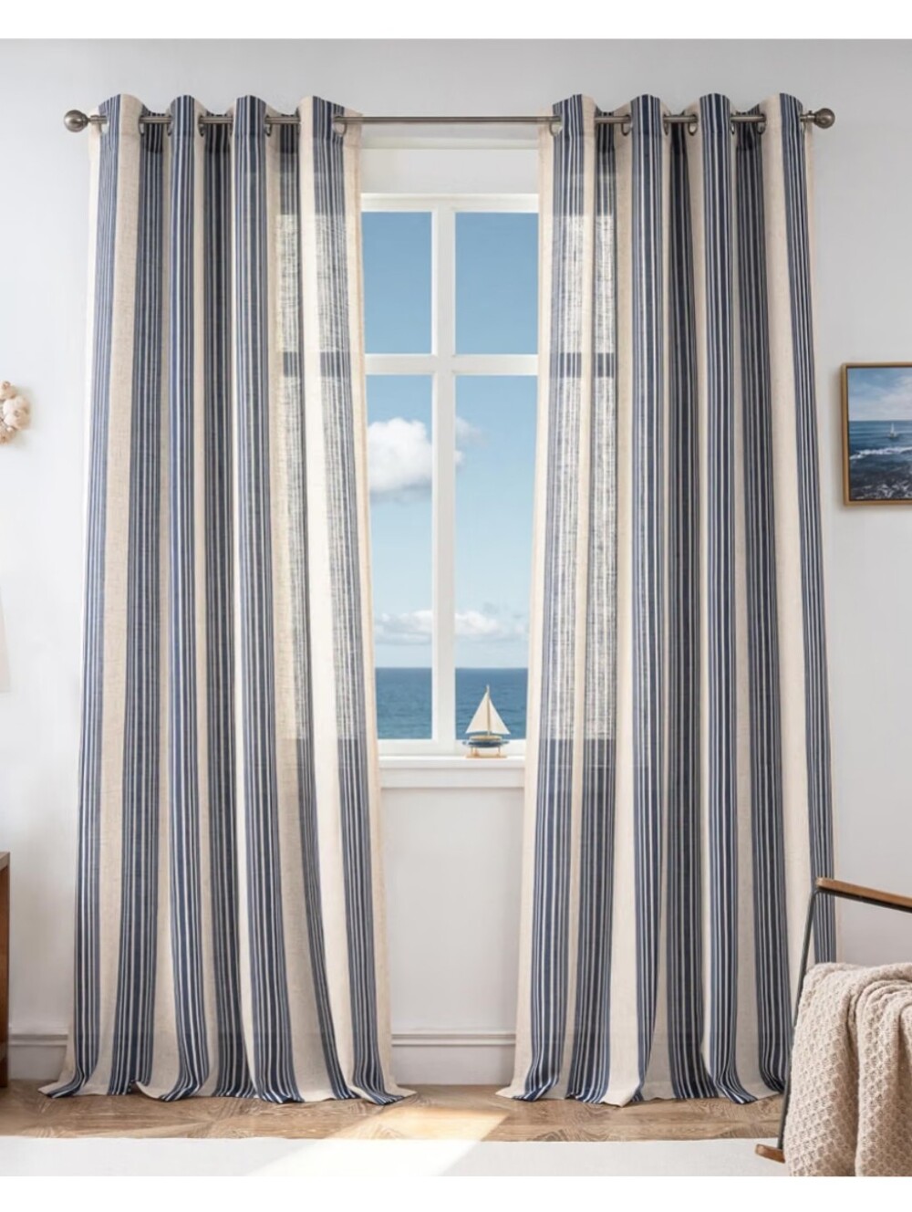 Drift Away NWT 2-Panels 52"x84" Virtical Stripe Light Filtering Curtain Set